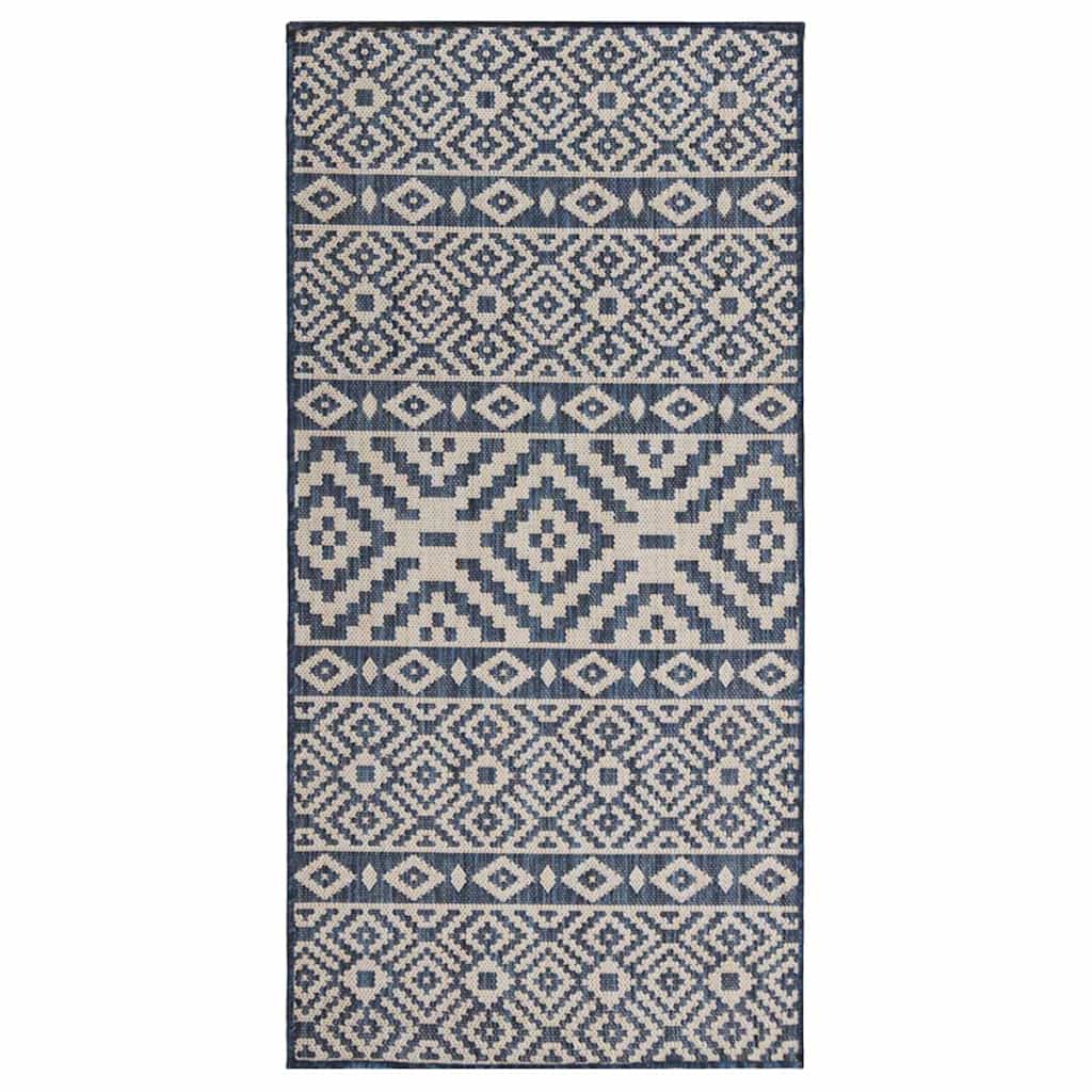 Vidaxl Außen Teppich mit Muster flach -100x200 cm blau