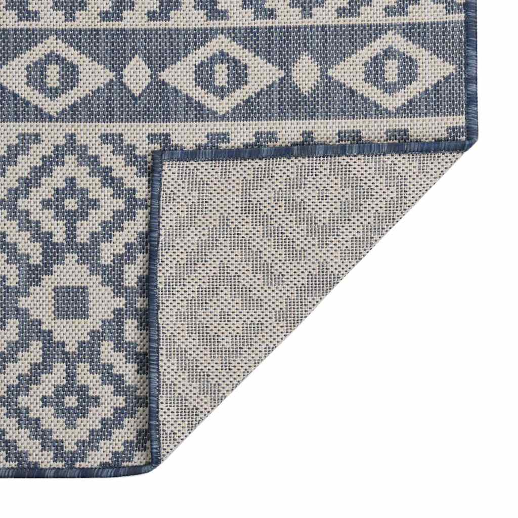 Vidaxl Außen Teppich mit Muster flach -100x200 cm blau