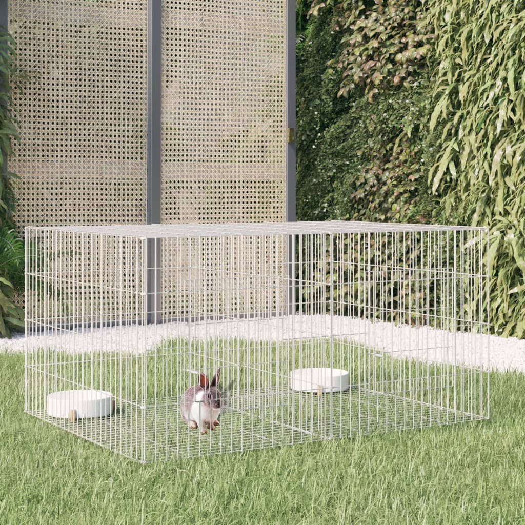 Vidaxl -Kaninchenkäfig mit 2 Panels 110x79x54 cm verzinktes Eisen