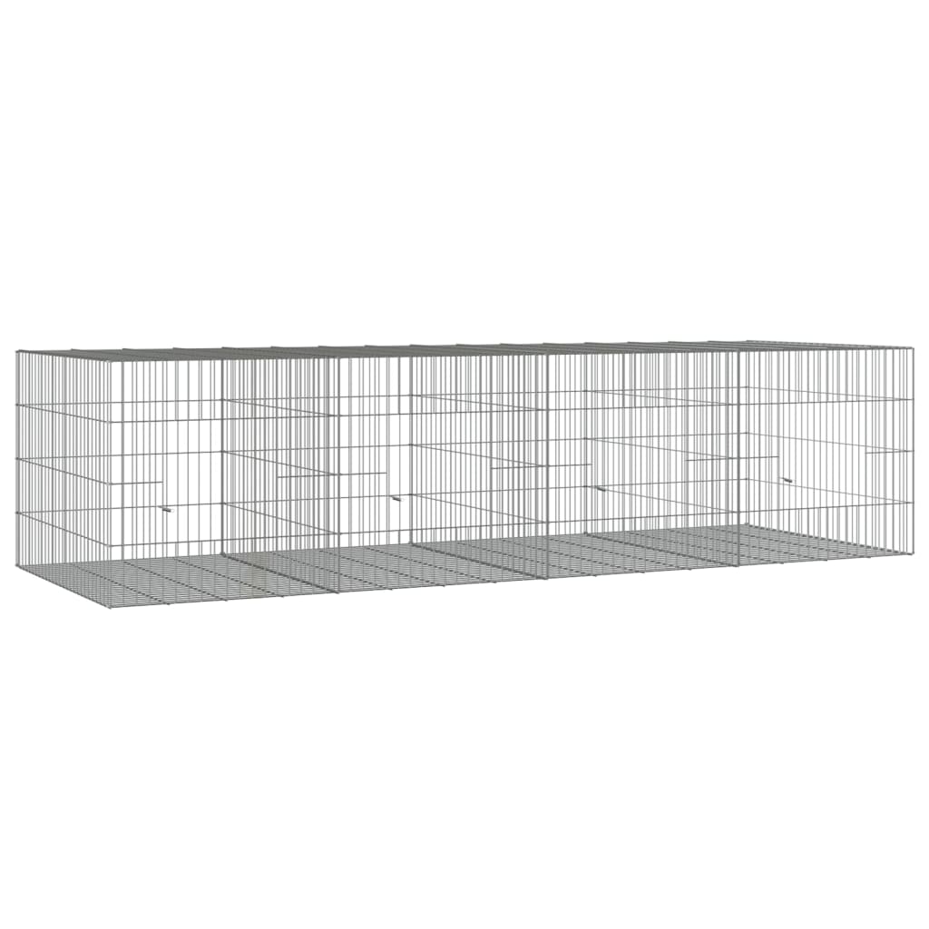 Vidaxxl Kaninchenkäfig mit 4 Paneelen 217 x 79 x 54 cm, verzinktes Eisen