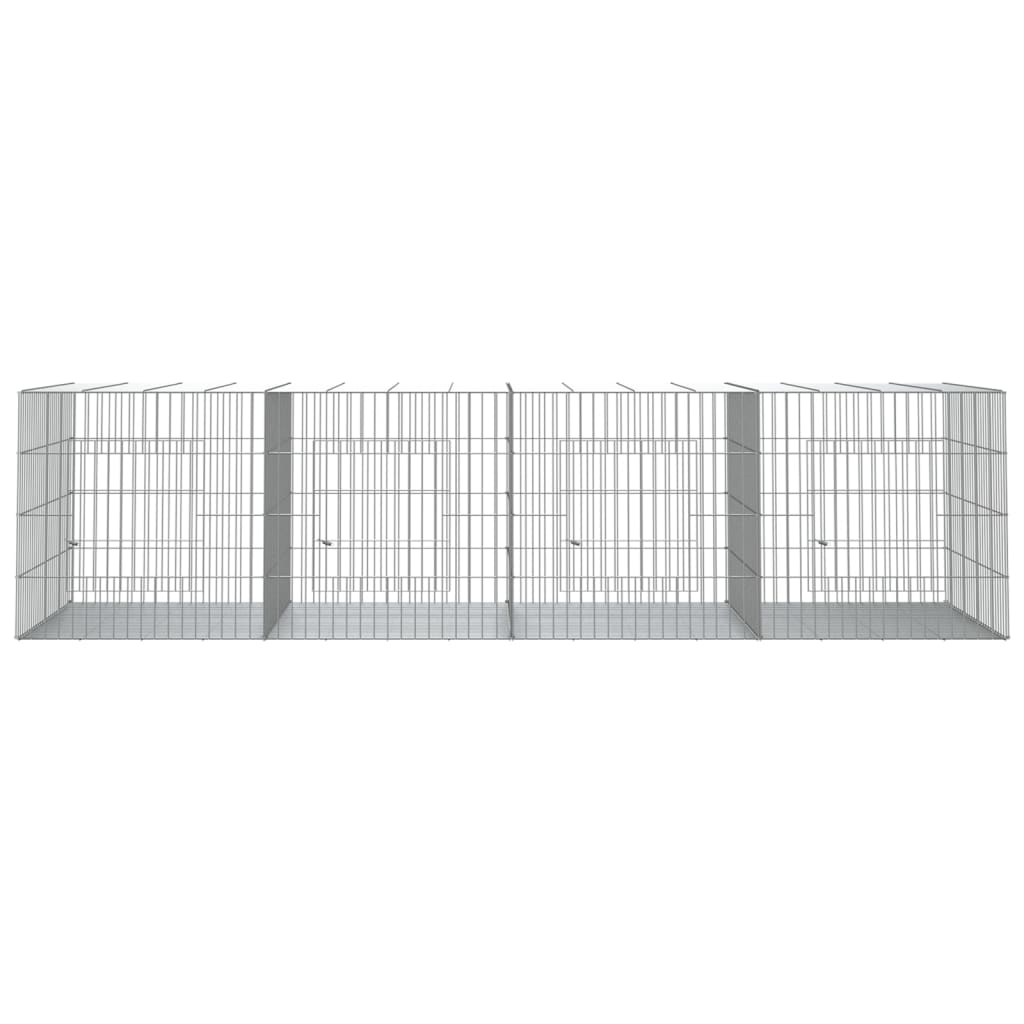 Vidaxxl Kaninchenkäfig mit 4 Paneelen 217 x 79 x 54 cm, verzinktes Eisen