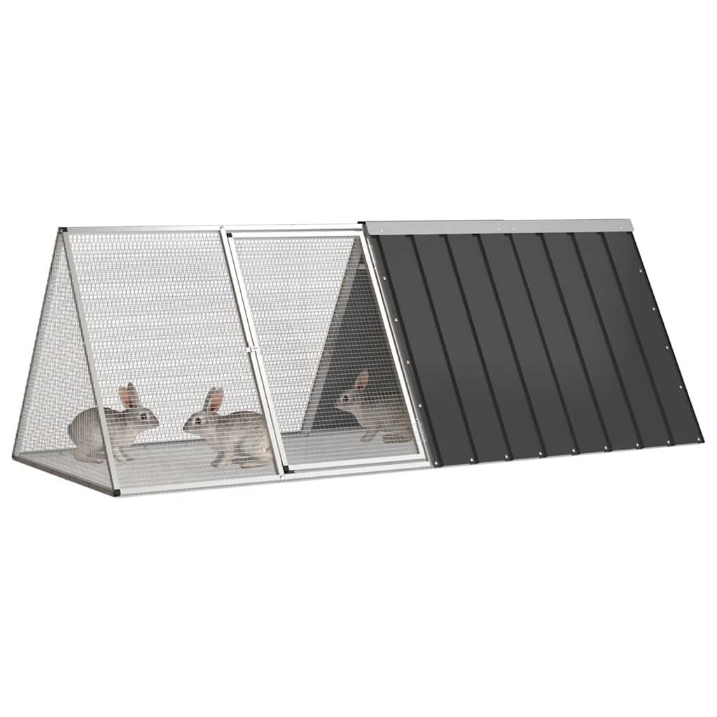 VidaXL Kaninchenstall 201,5 x 80,5 x 71 cm, verzinkter Stahl, Anthrazit