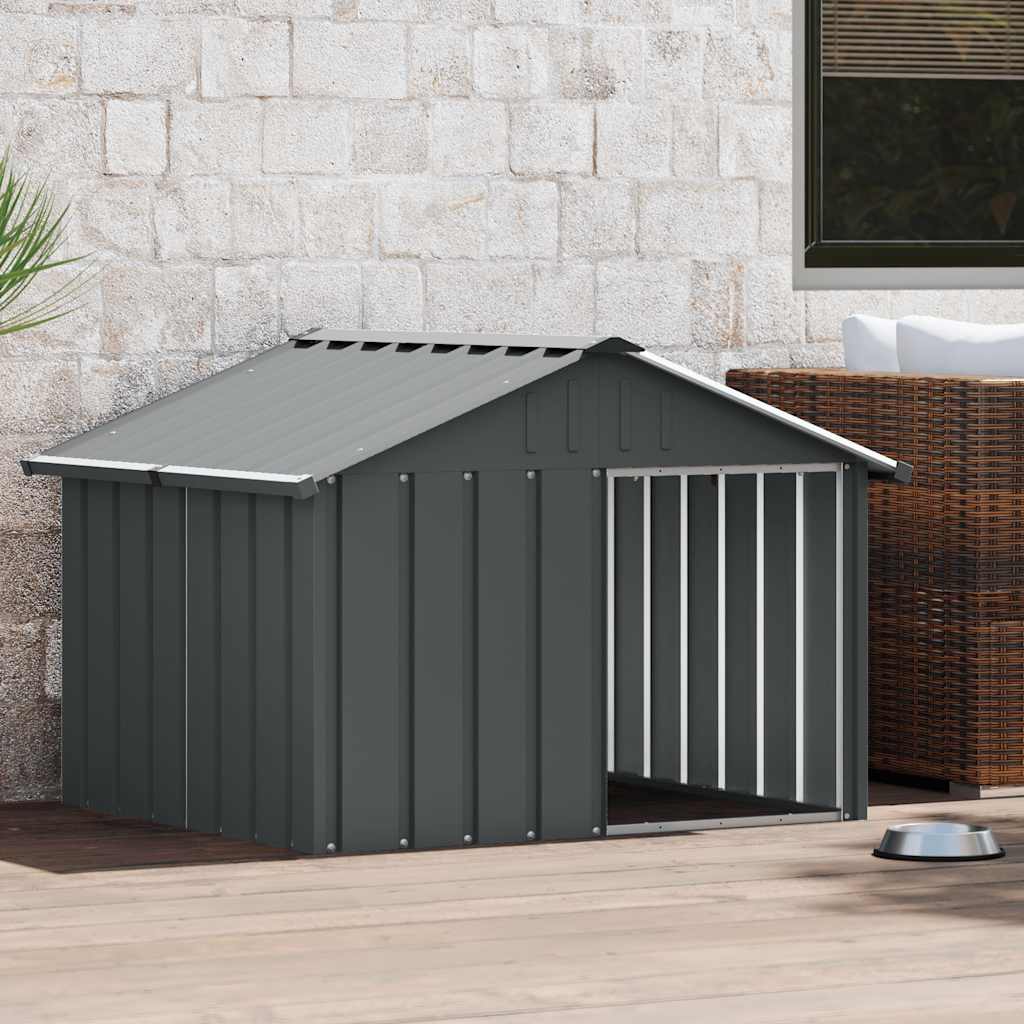 Vidaxl Hund Loft 116.5x103x81.5 cm verzinkte Stahl -Anthrazitfarbe
