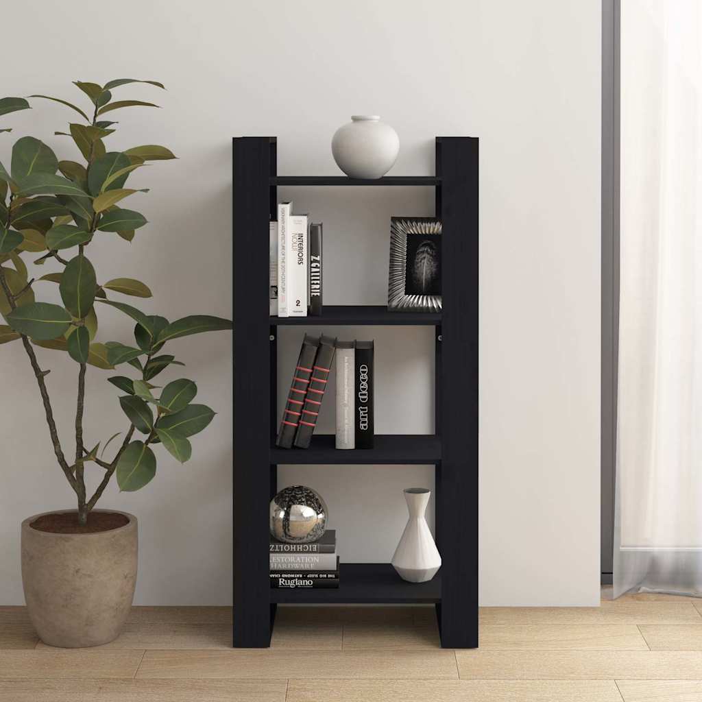 Vidaxl boekenkast kamerscherm 60x35x125 cm massief hout zwart