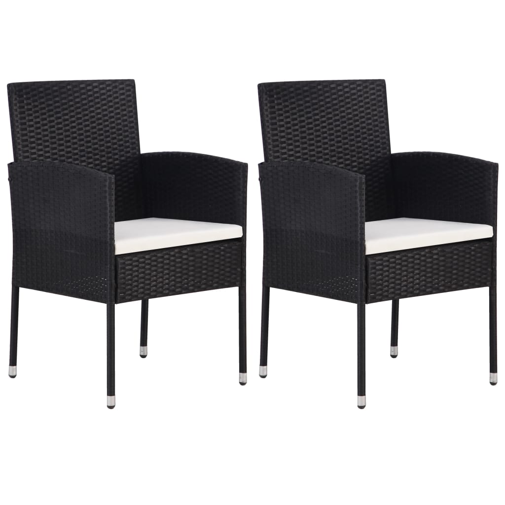 Vidaxl tuinstoelen 2 st met witte kussens poly rattan zwart