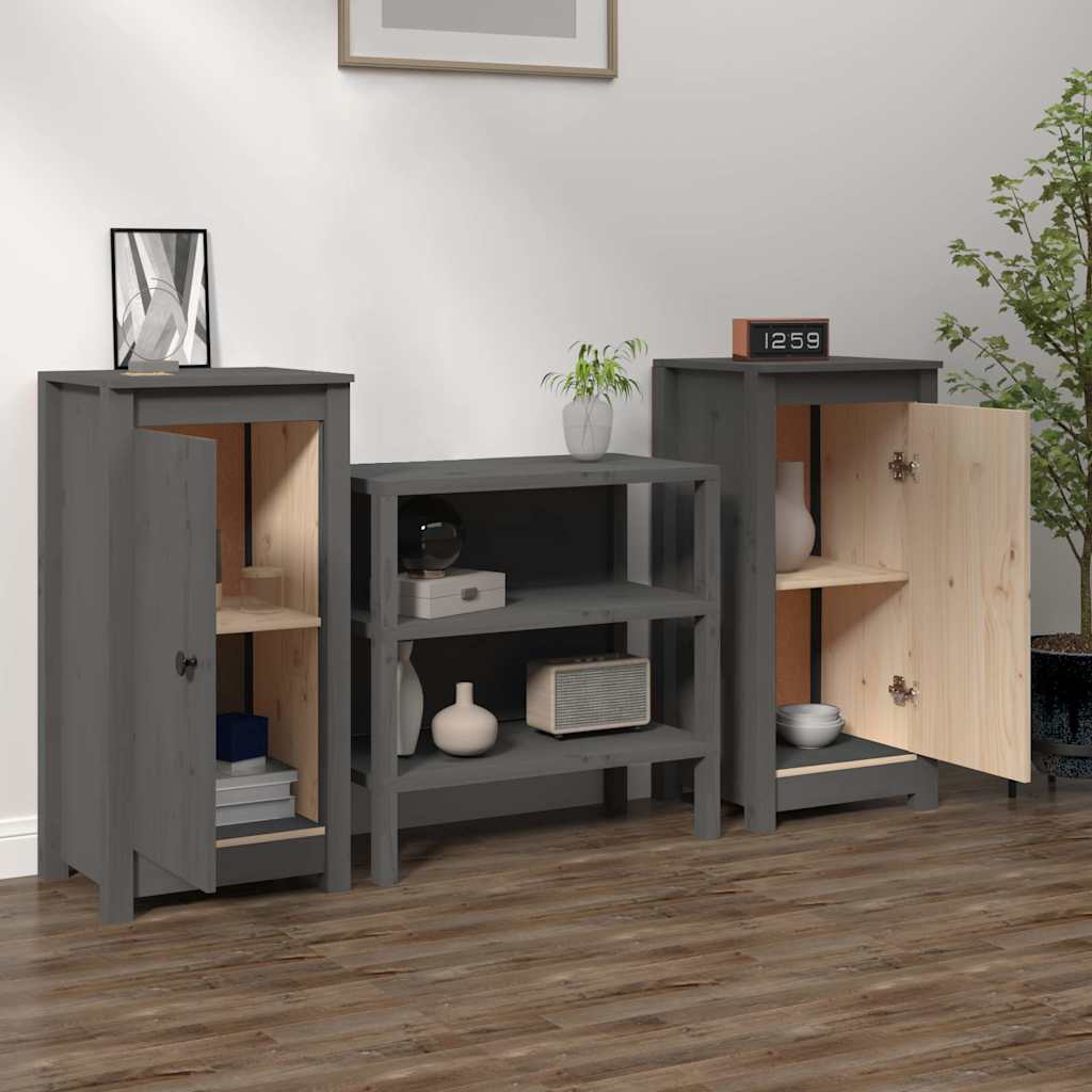 Vidaxl dressoirs 2 st 39x35x80 cm massief grenenhout grijs
