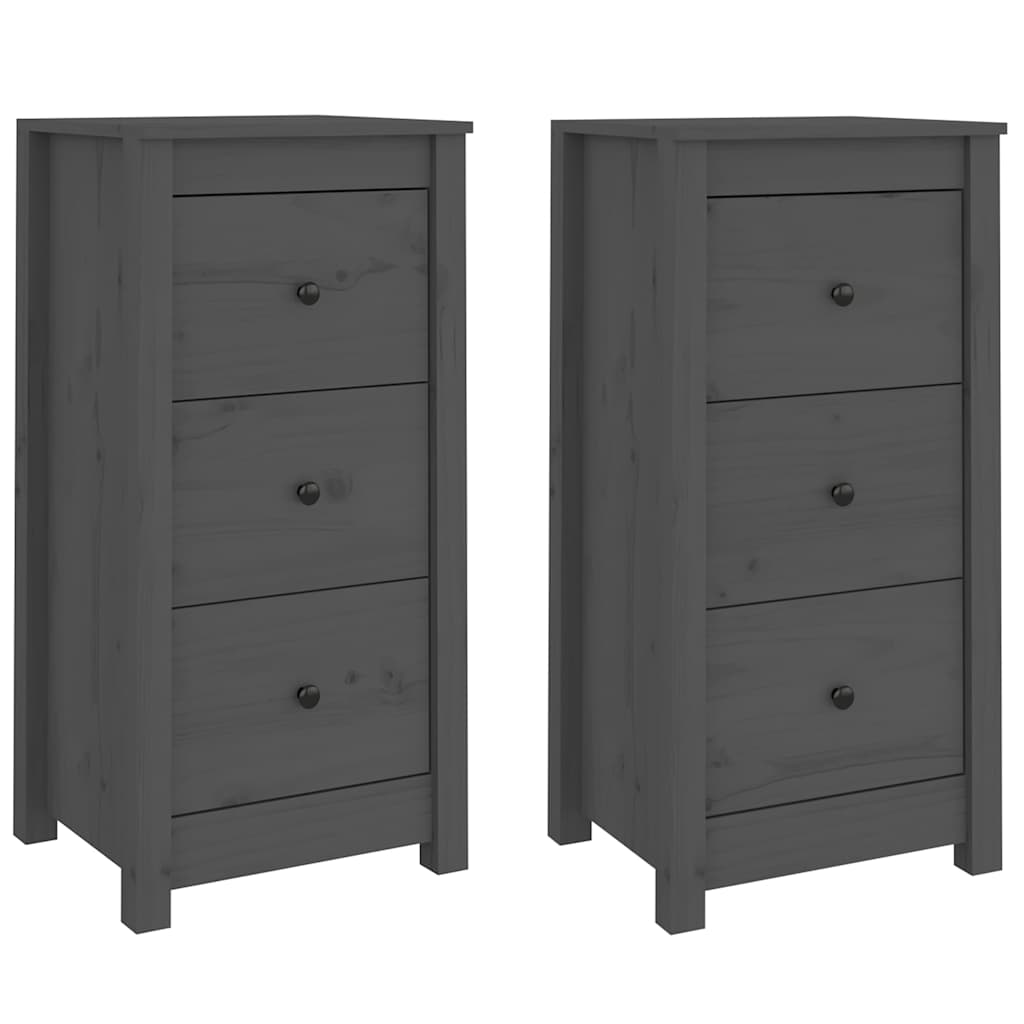 Vidaxl dressoirs 2 st 40x35x80 cm massief grenenhout grijs