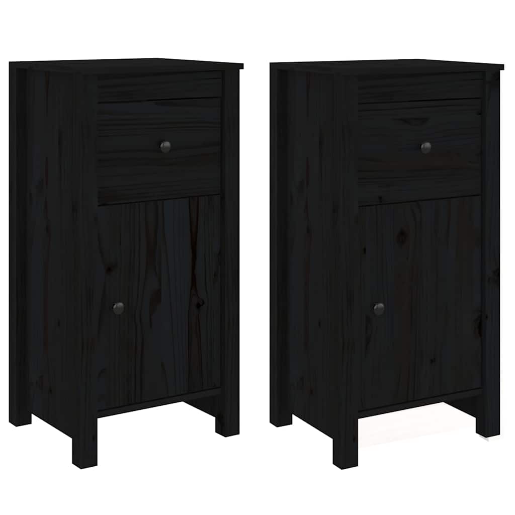 Vidaxl dressoirs 2 st 40x35x80 cm massief grenenhout zwart