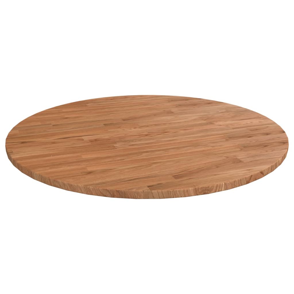 Vidaxl tafelblad rond ø90x1,5 cm bewerkt massief eikenhout lichtbruin
