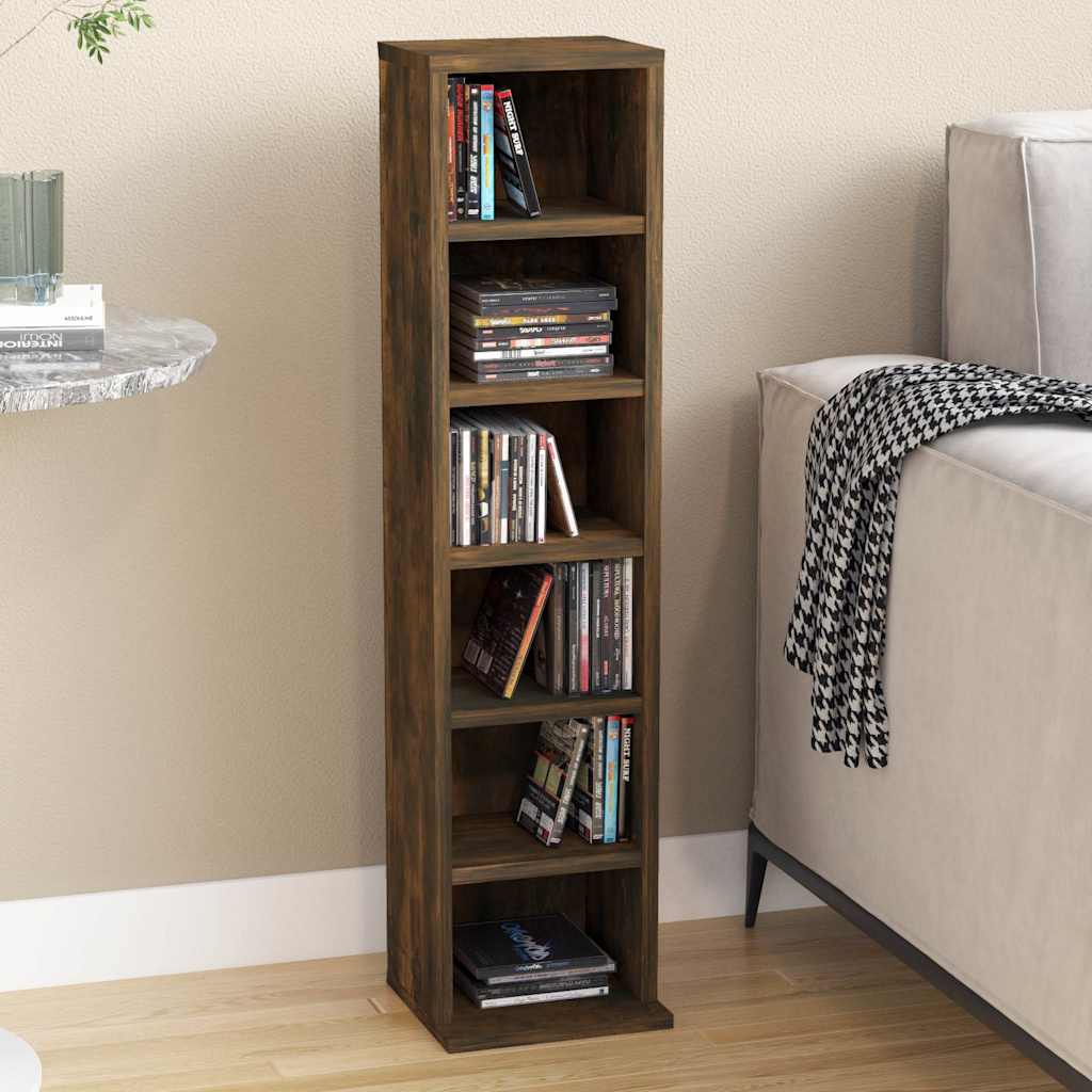 Vidaxl cd-kast 21x20x88 cm bewerkt hout gerookt eikenkleurig