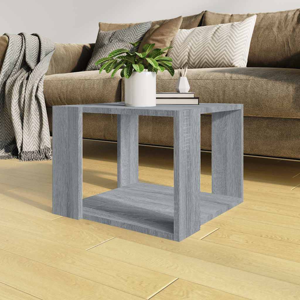 Vidaxl salontafel 40x40x30 cm bewerkt hout grijs sonoma eikenkleurig