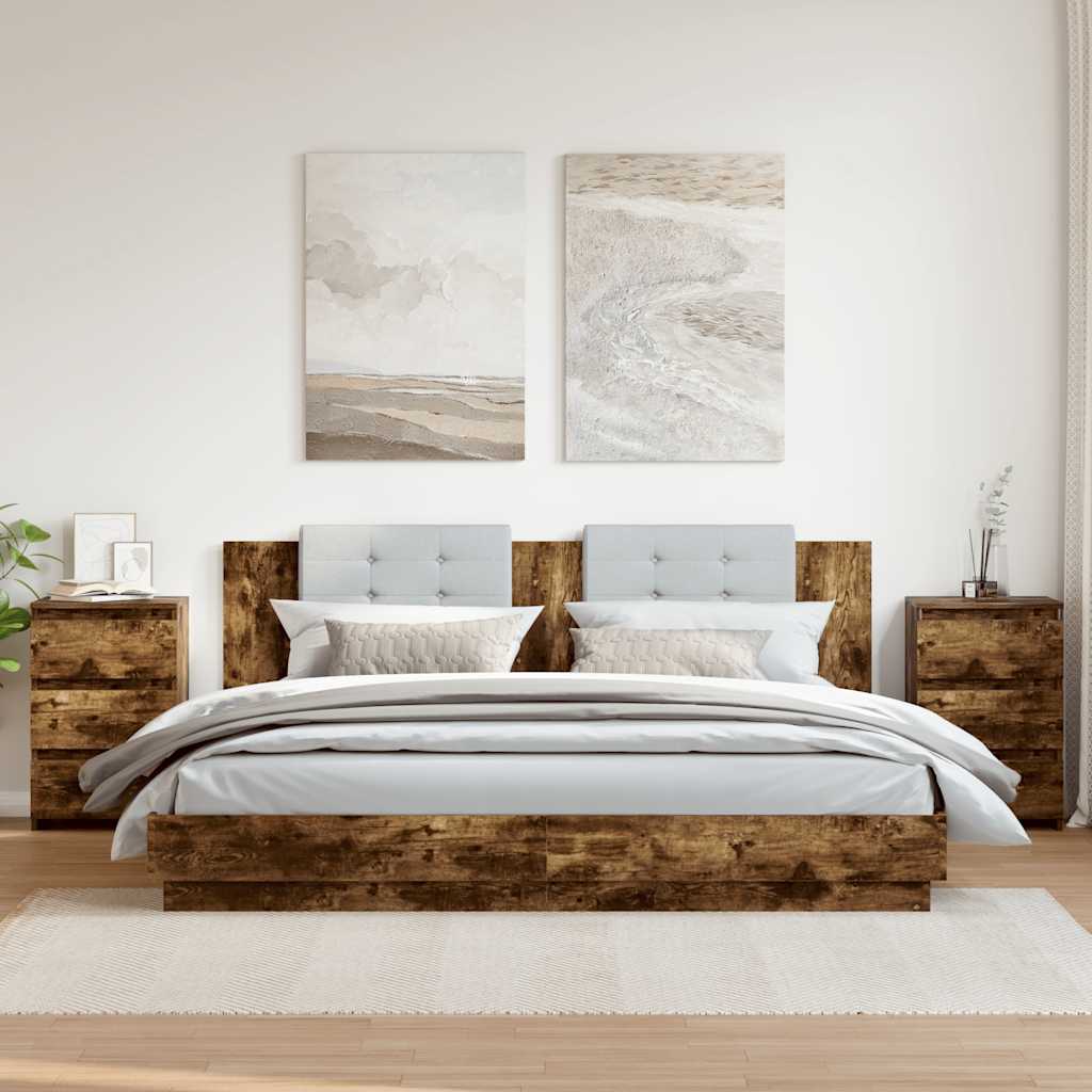Vidaxl nachtkastjes 2 st 40x35x62,5 cm bewerkt hout gerookt eikenkleur
