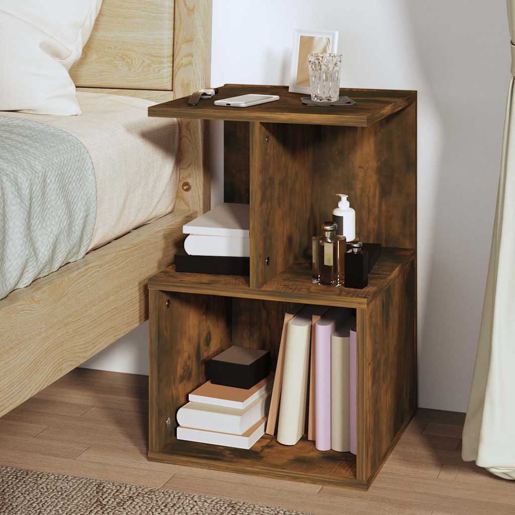 Vidaxl nachtkastje 35x35x55 cm bewerkt hout gerookt eikenkleurig