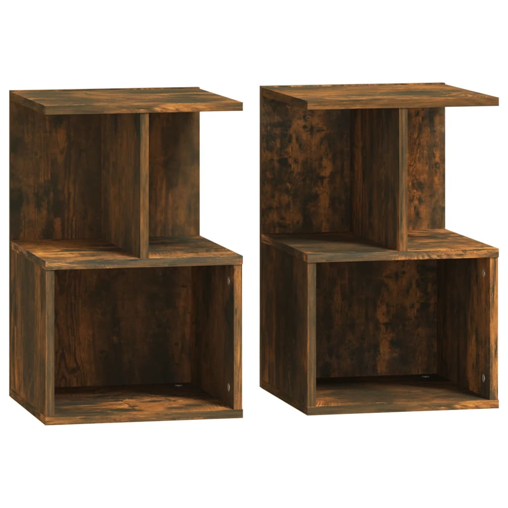 Vidaxl nachtkastjes 2 st 35x35x55 cm bewerkt hout gerookt eikenkleurig