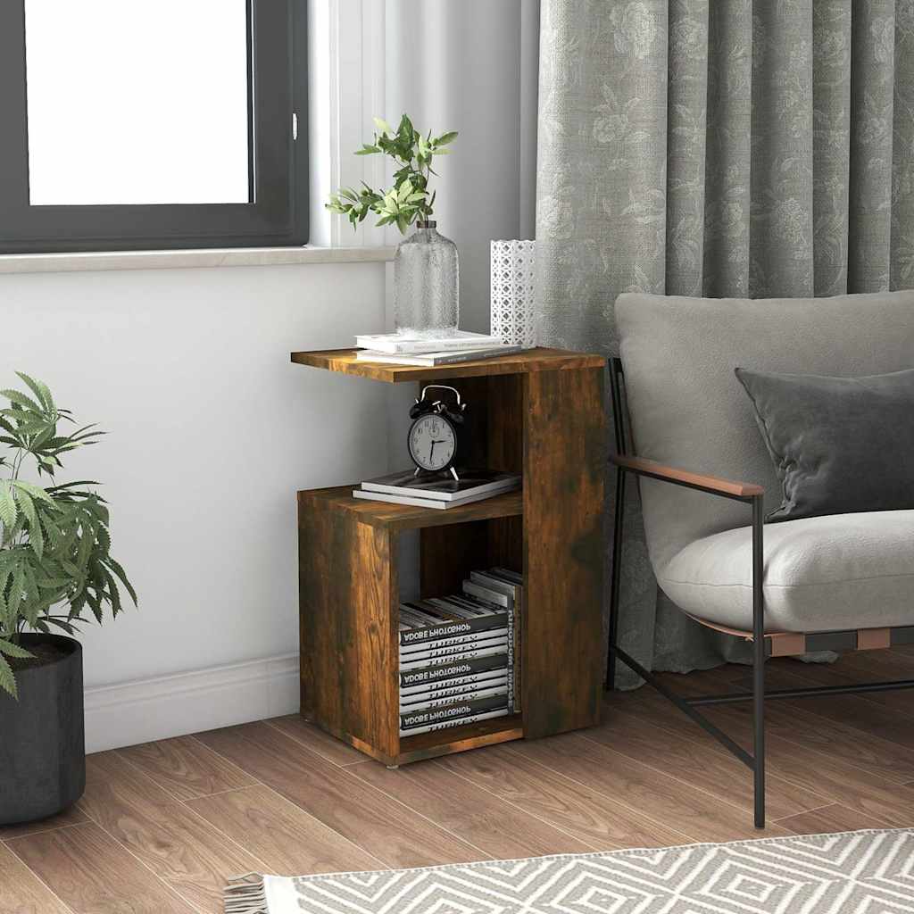 Vidaxl bijzettafel 36x30x56 cm bewerkt hout gerookt eikenkleurig