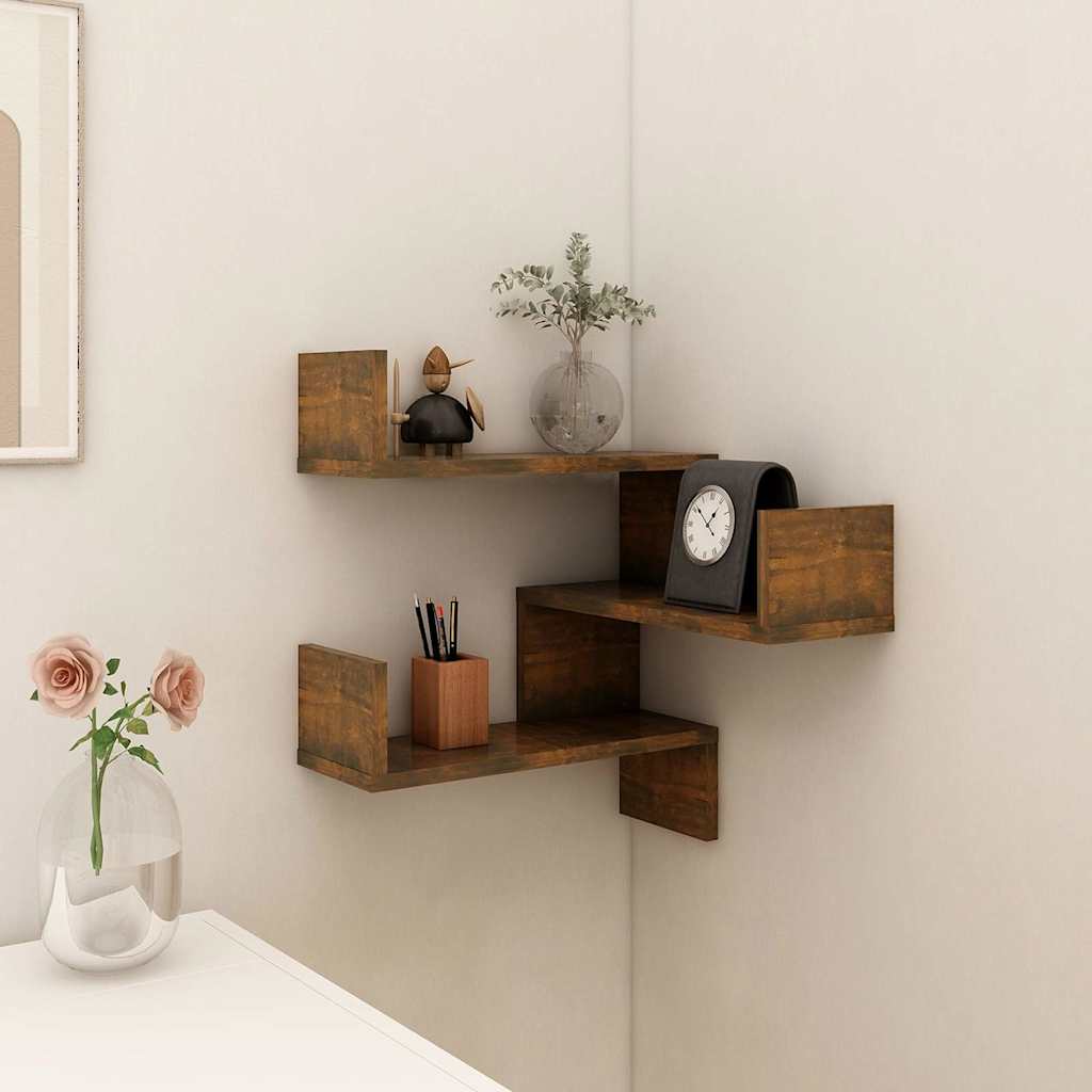 Vidaxl hoekwandschap 40x40x50 cm bewerkt hout gerookt eikenkleurig
