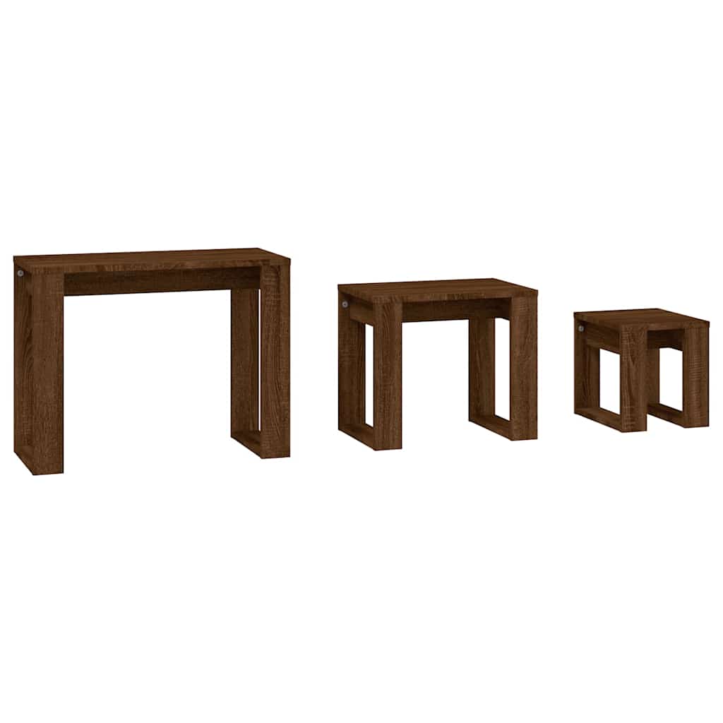 Vidaxl 3-delige tafeltjesset bewerkt hout bruin eikenkleur