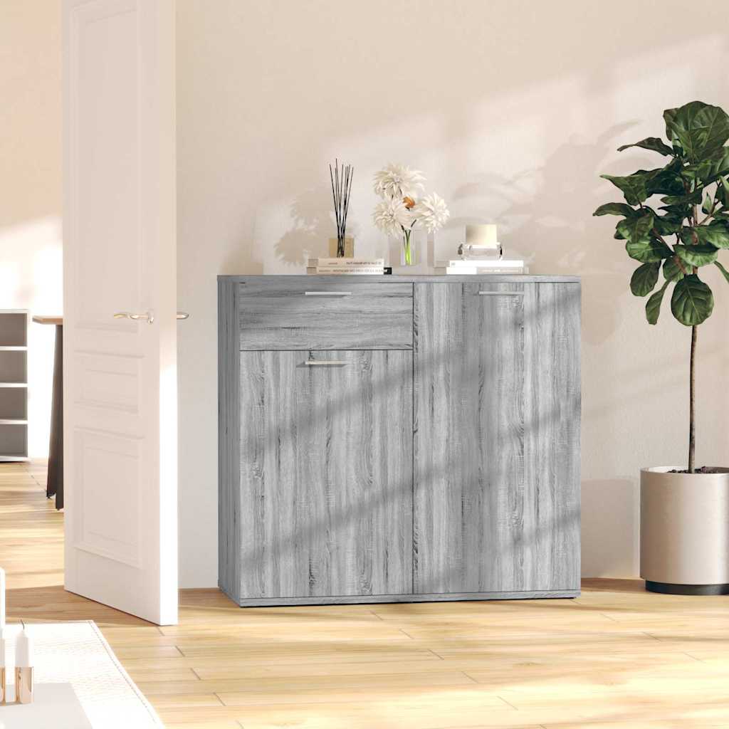 Vidaxl dressoir 80x36x75 cm bewerkt hout grijs sonoma eikenkleurig