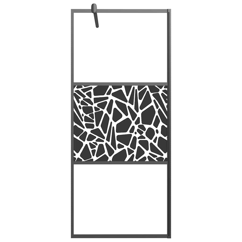 Vidaxl Walk-in Duschwand mit Steinmotiv 90x195 cm ESG Glas schwarz