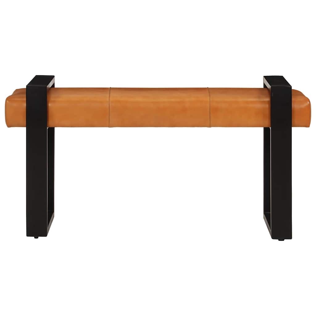Vidaxl bankje 110 cm echt geitenleer zwart en bruin
