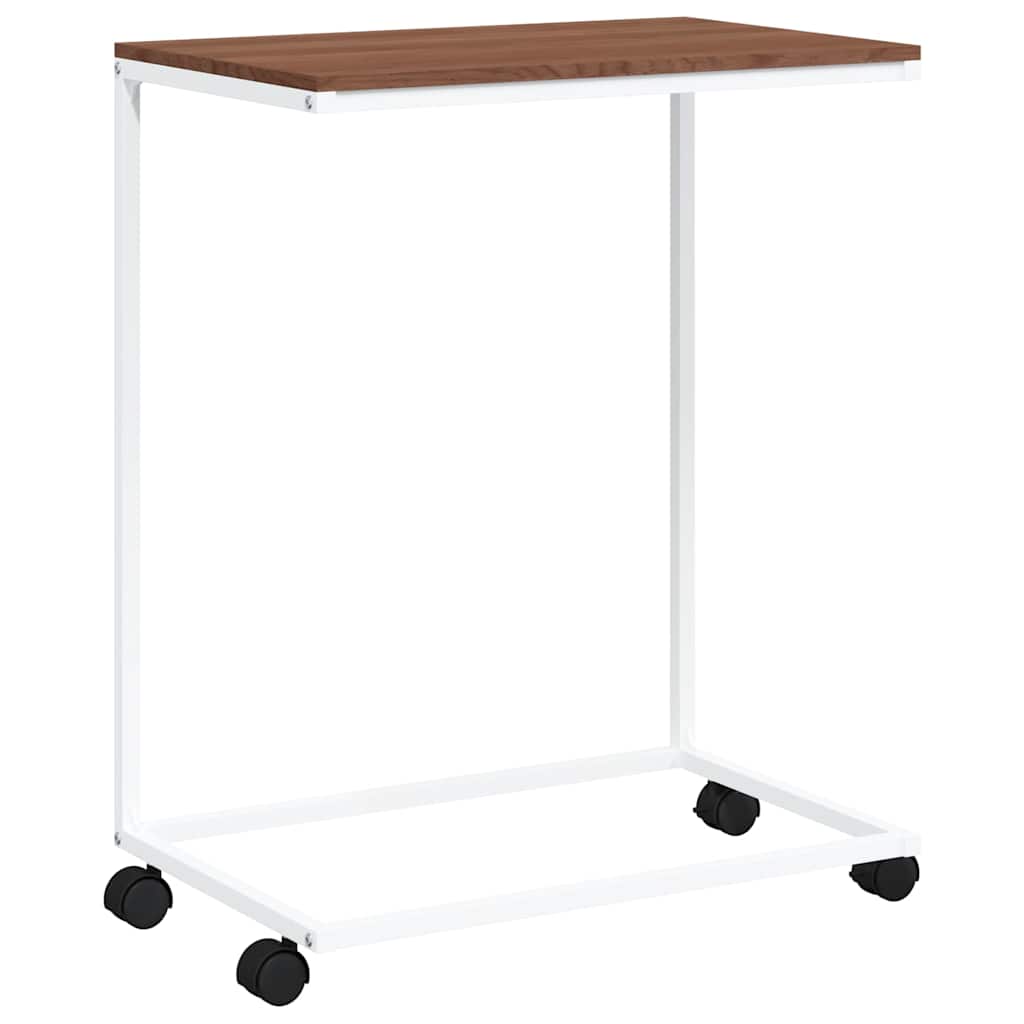 Vidaxl bijzettafel met wieltjes 55x35x70 cm bewerkt hout wit