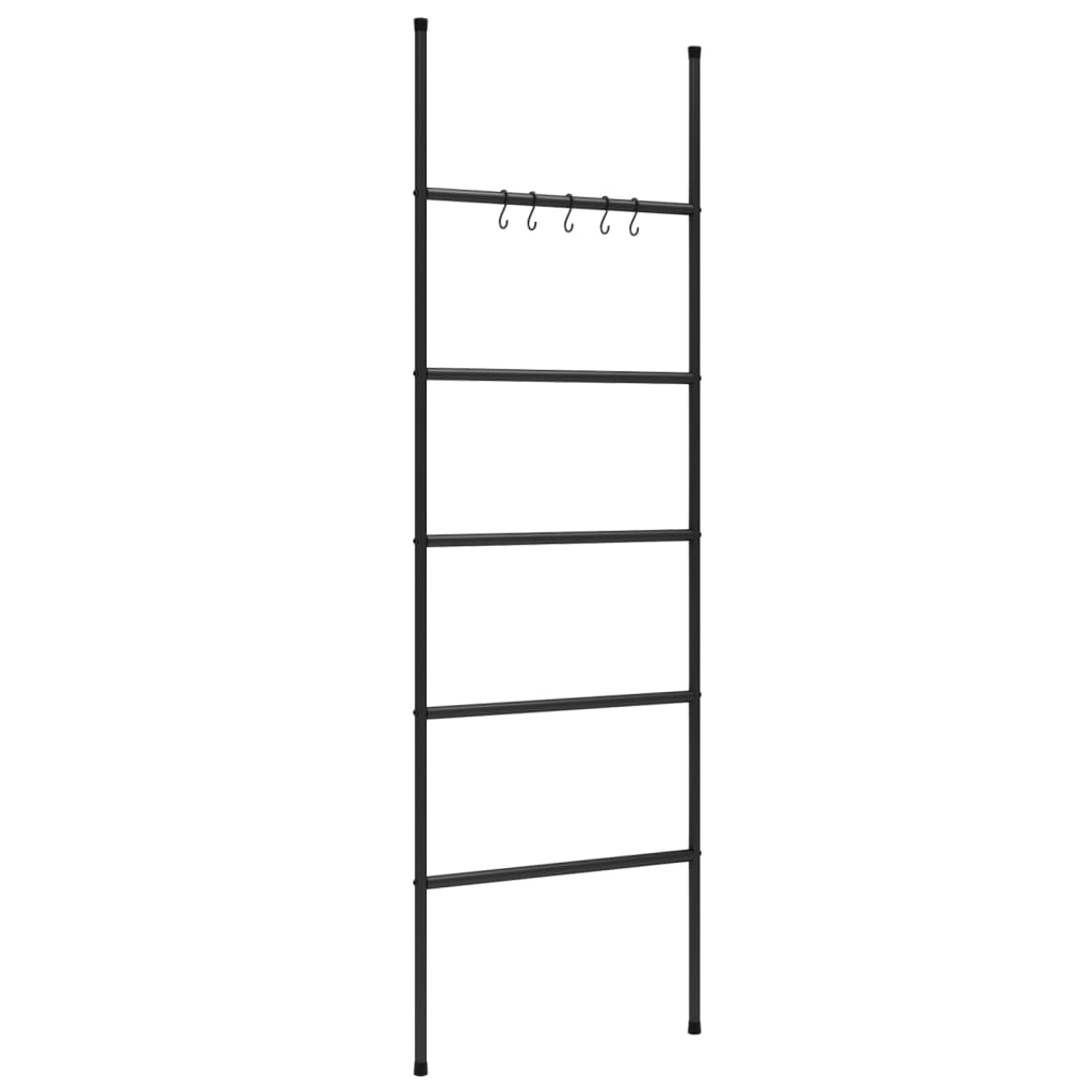 VIDAXL -Handtuchregal mit 5 Stufen, schwarz 58x175 cm, Eisen