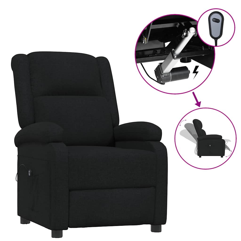 Vidaxl fauteuil verstelbaar elektrisch stof zwart