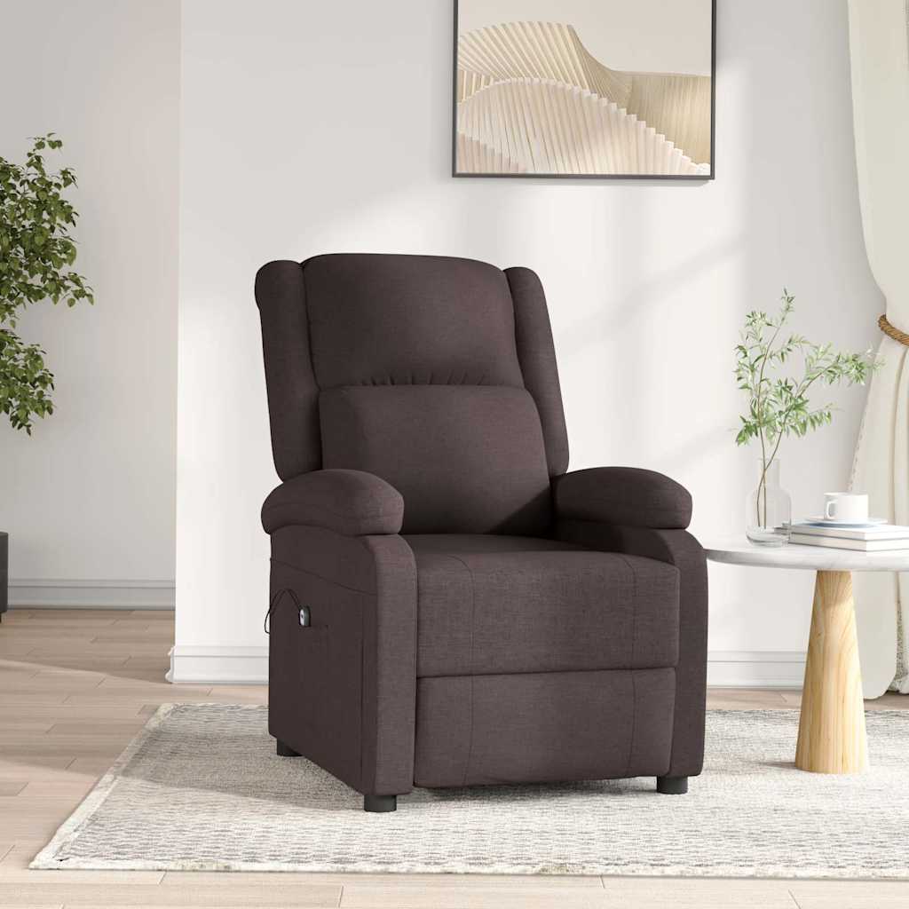 Vidaxl fauteuil verstelbaar elektrisch stof donkerbruin