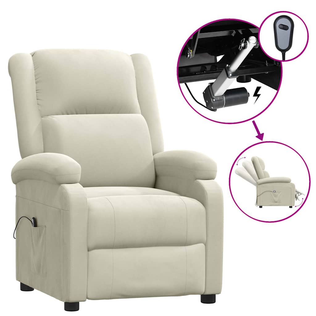 Vidaxl fauteuil verstelbaar elektrisch stof crèmekleurig