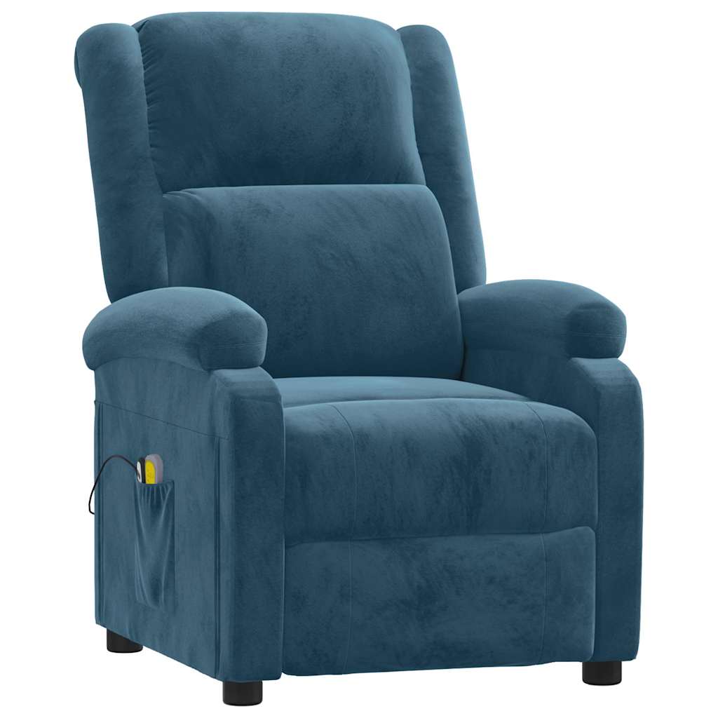 Vidaxl massagestoel elektrisch verstelbaar fluweel blauw