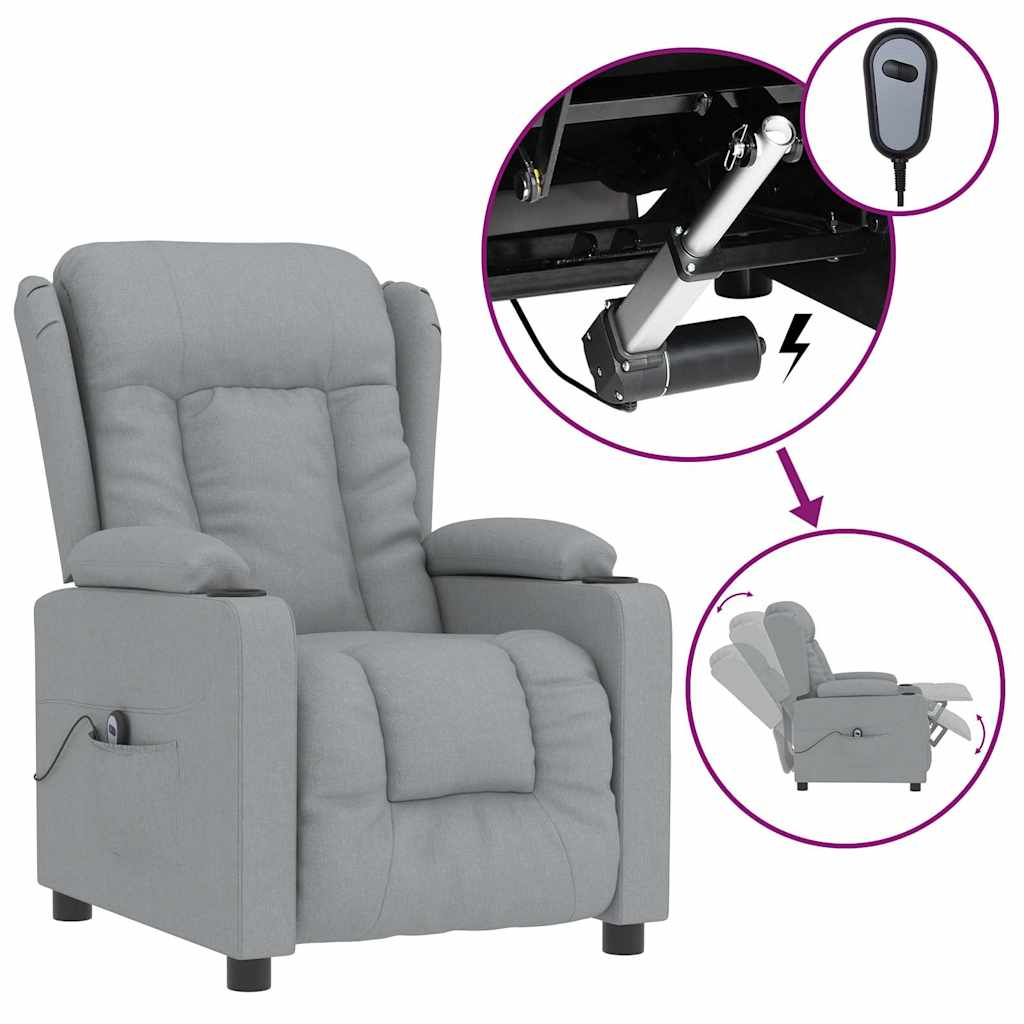 Vidaxl fauteuil elektrisch verstelbaar stof lichtgrijs