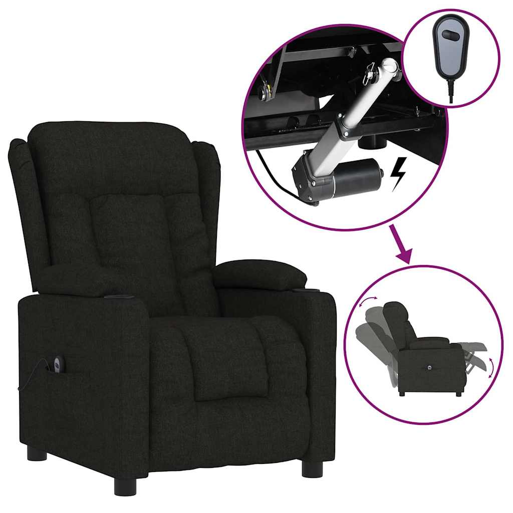 Vidaxl fauteuil verstelbaar elektrisch stof zwart