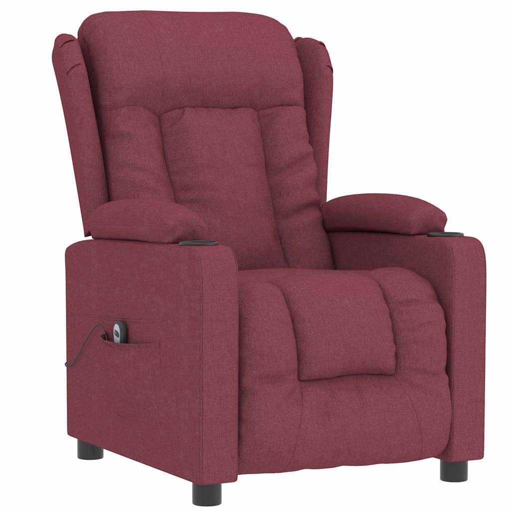 Vidaxl fauteuil verstelbaar elektrisch stof wijnrood