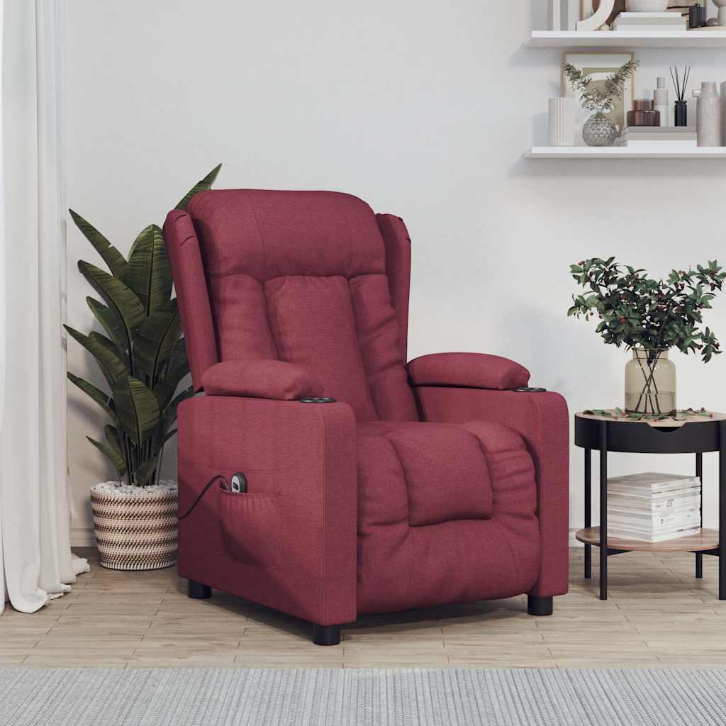 Vidaxl fauteuil verstelbaar elektrisch stof wijnrood