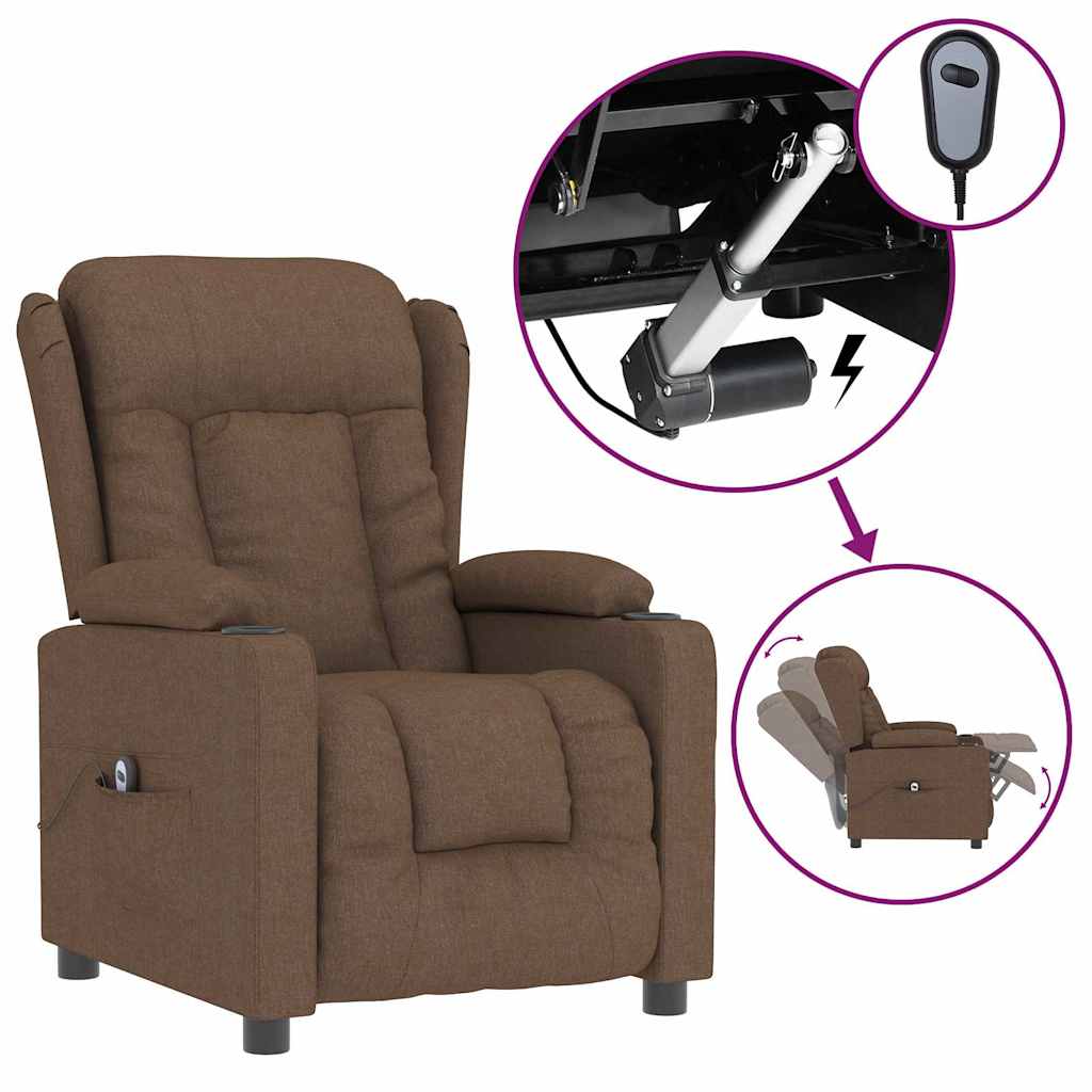 Vidaxl fauteuil verstelbaar elektrisch stof bruin