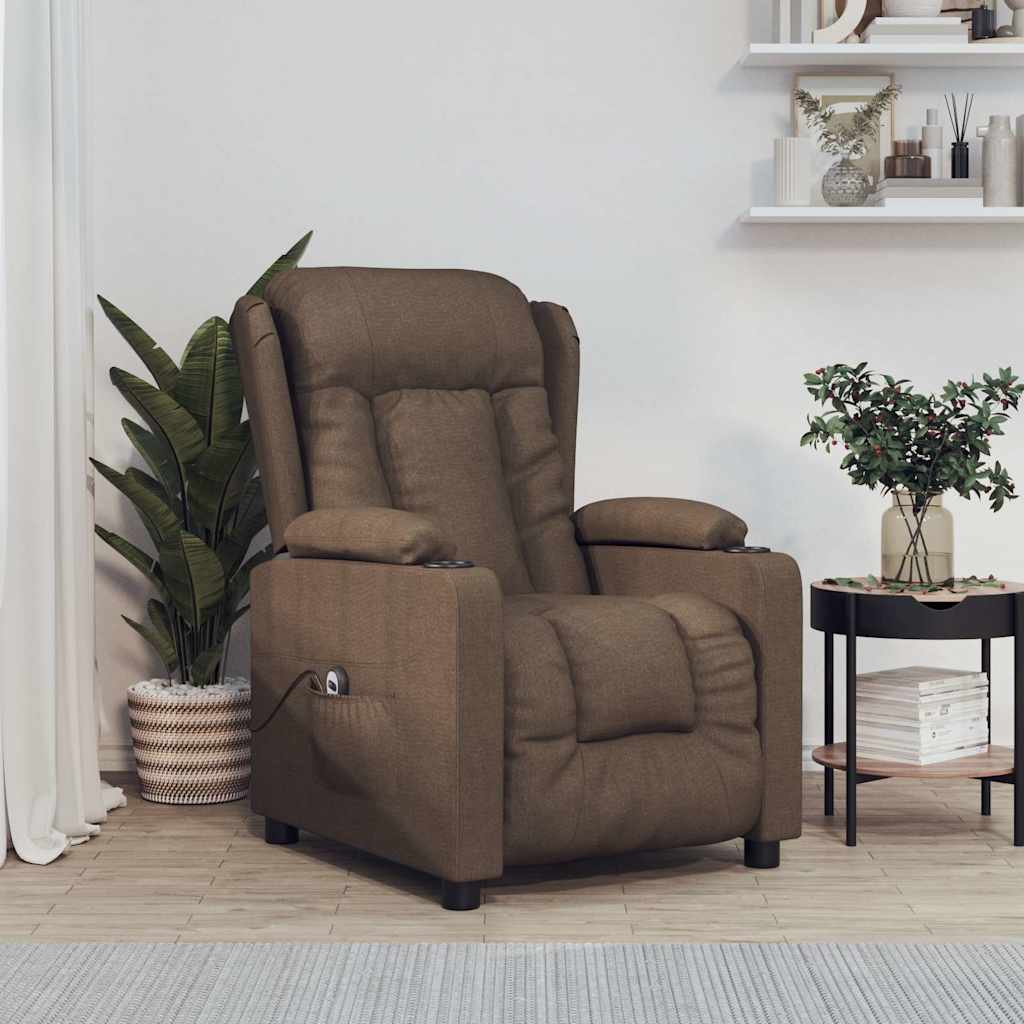 Vidaxl fauteuil verstelbaar elektrisch stof bruin