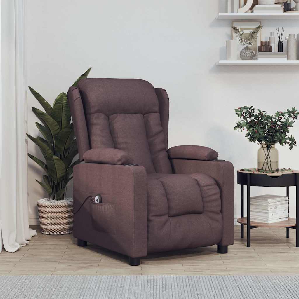 Vidaxl fauteuil verstelbaar elektrisch stof donkerbruin