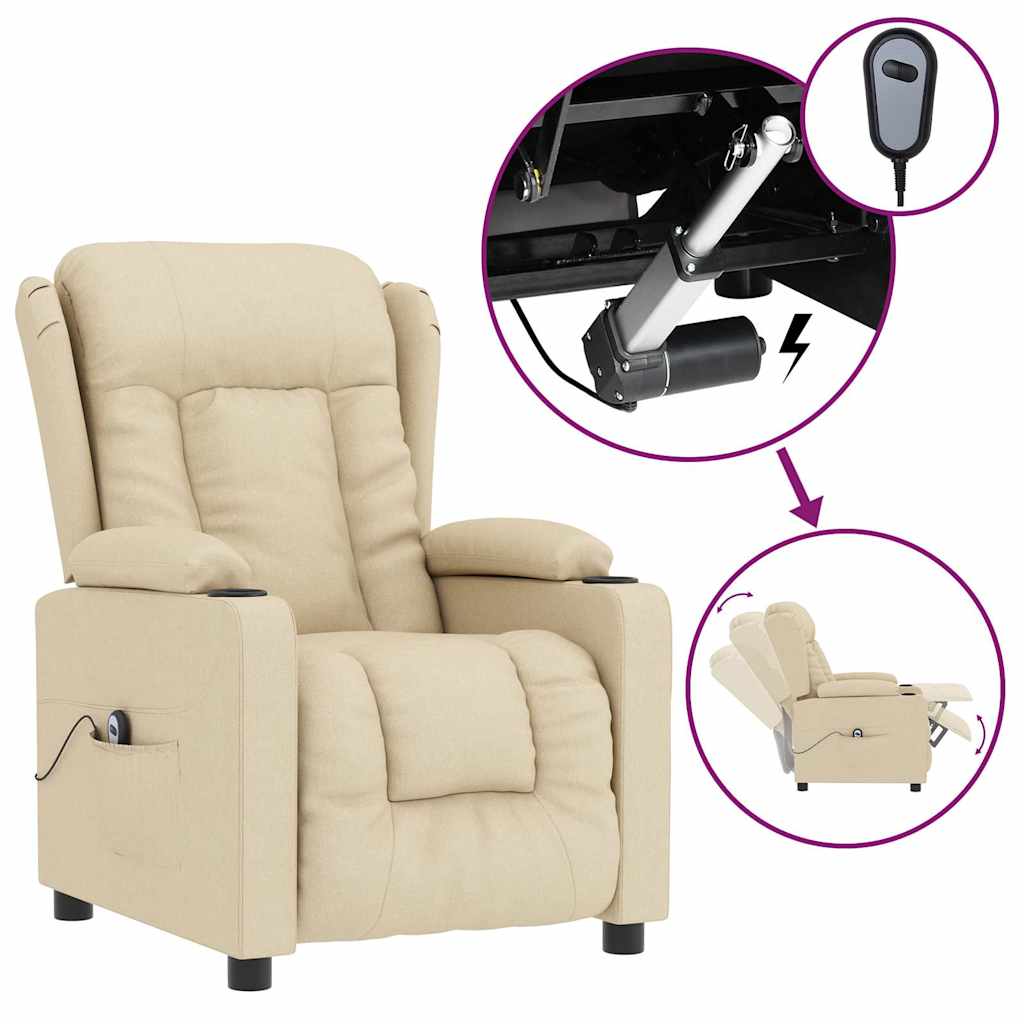 Vidaxl fauteuil verstelbaar elektrisch stof crèmekleurig