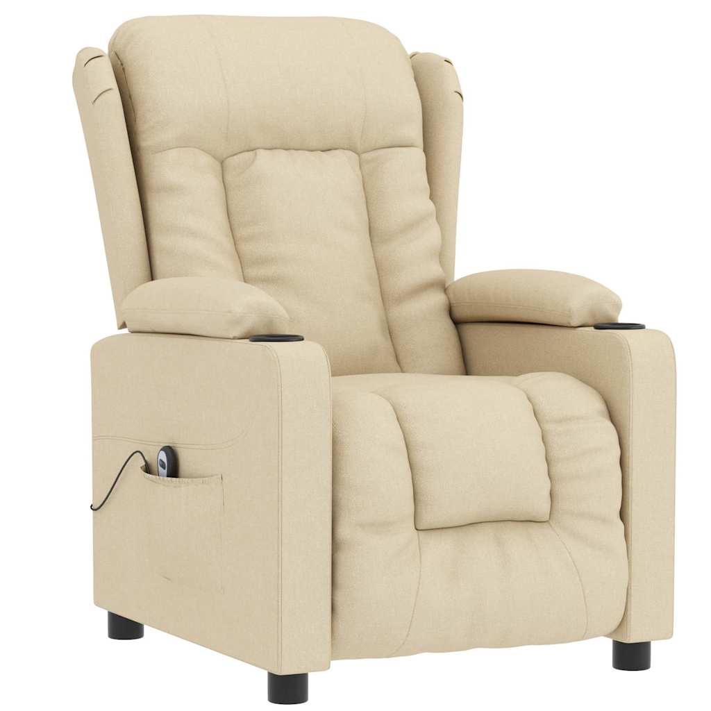 Vidaxl fauteuil verstelbaar elektrisch stof crèmekleurig