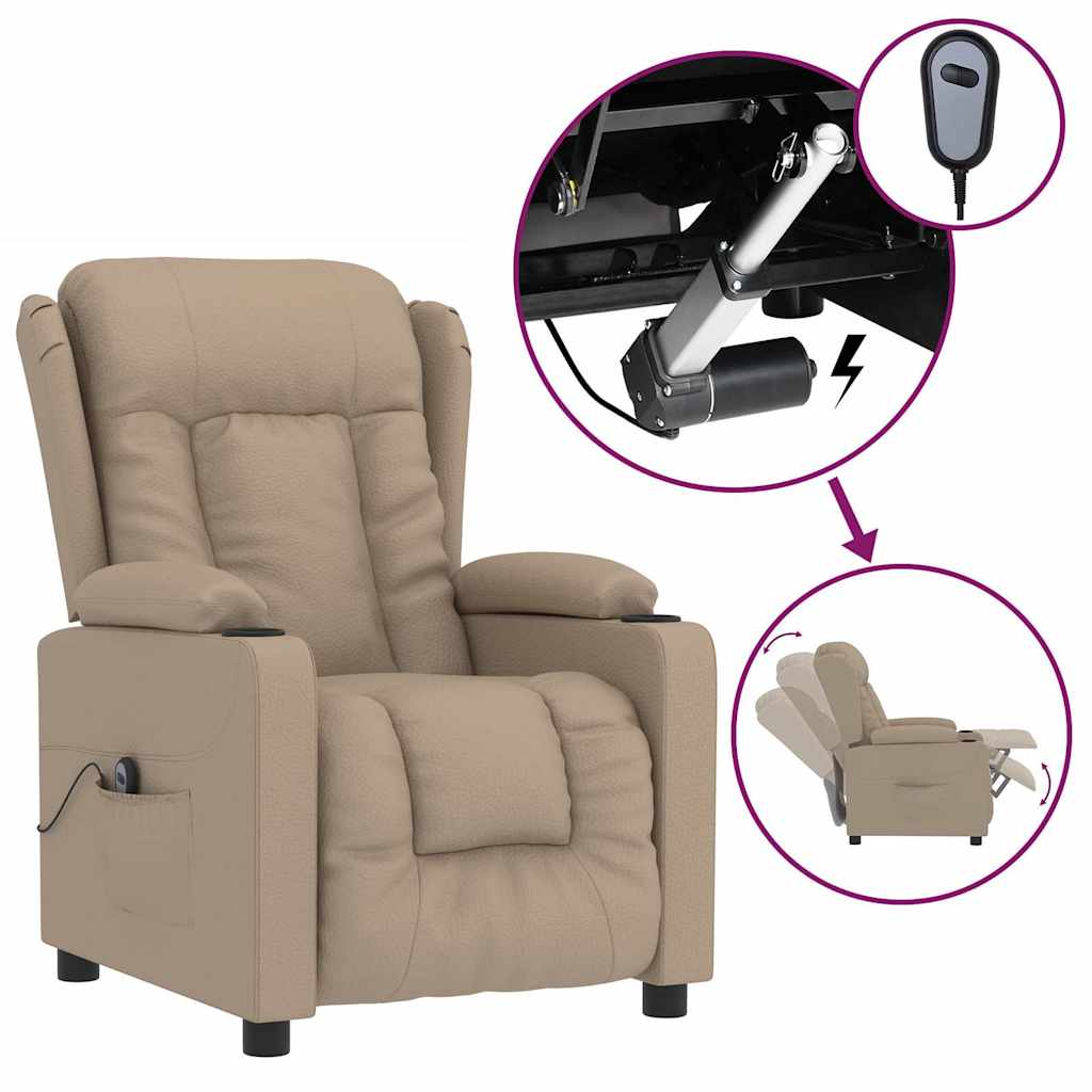 Vidaxl fauteuil verstelbaar elektrisch kunstleer cappuccinokleurig