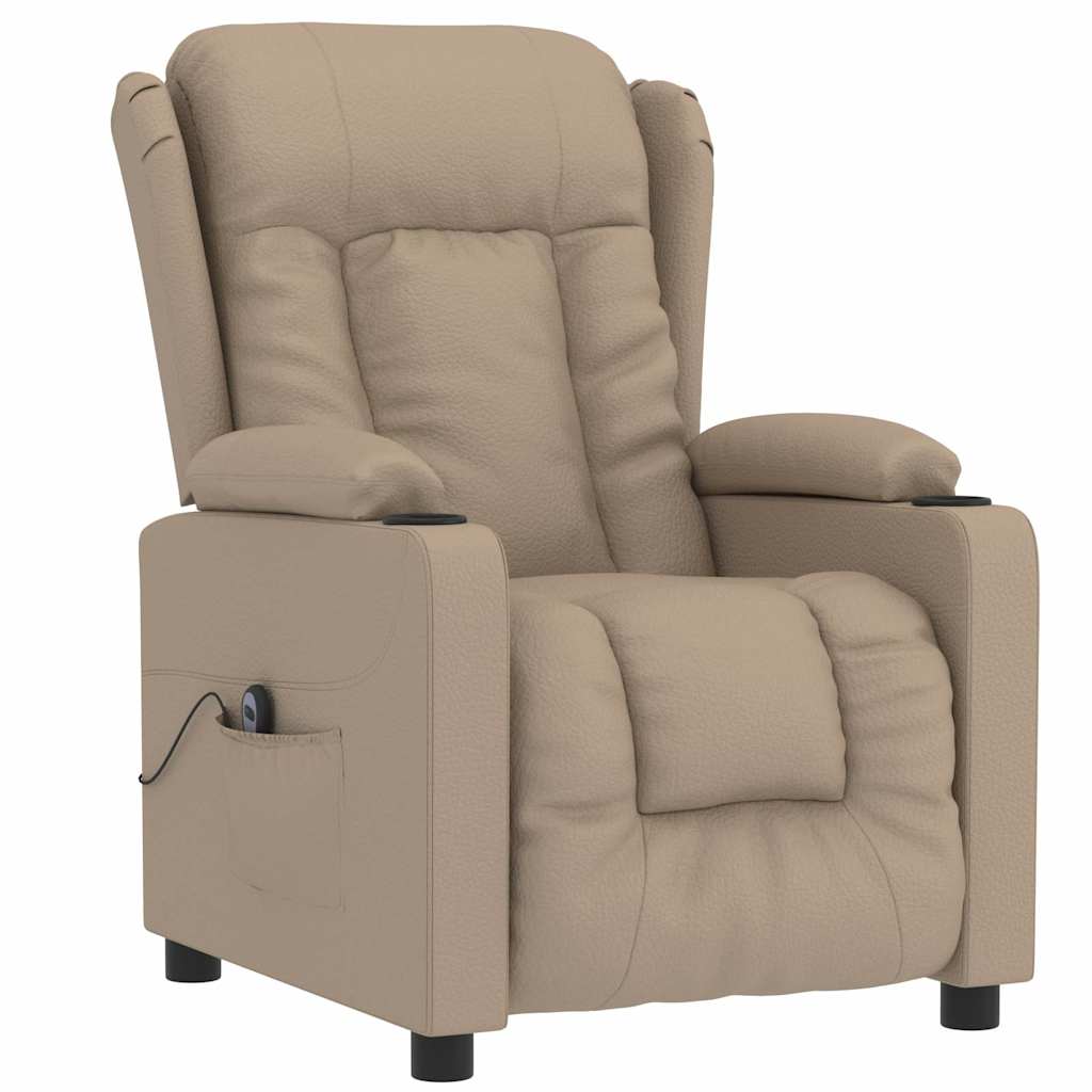 Vidaxl fauteuil verstelbaar elektrisch kunstleer cappuccinokleurig