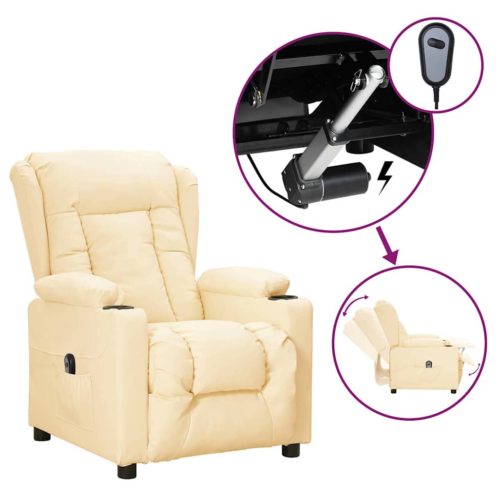 Vidaxl fauteuil elektrisch verstelbaar kunstleer crèmekleurig