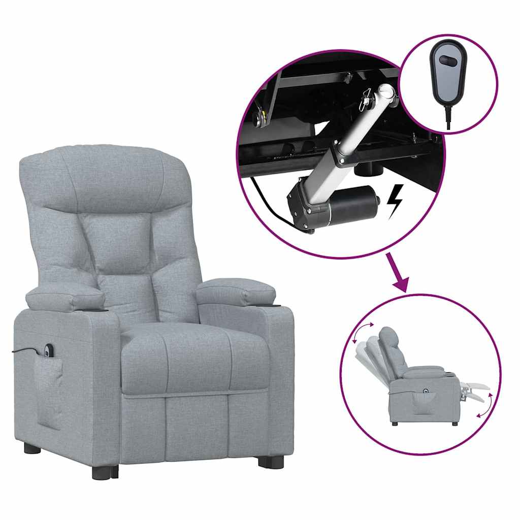 Vidaxl fauteuil elektrisch verstelbaar stof lichtgrijs