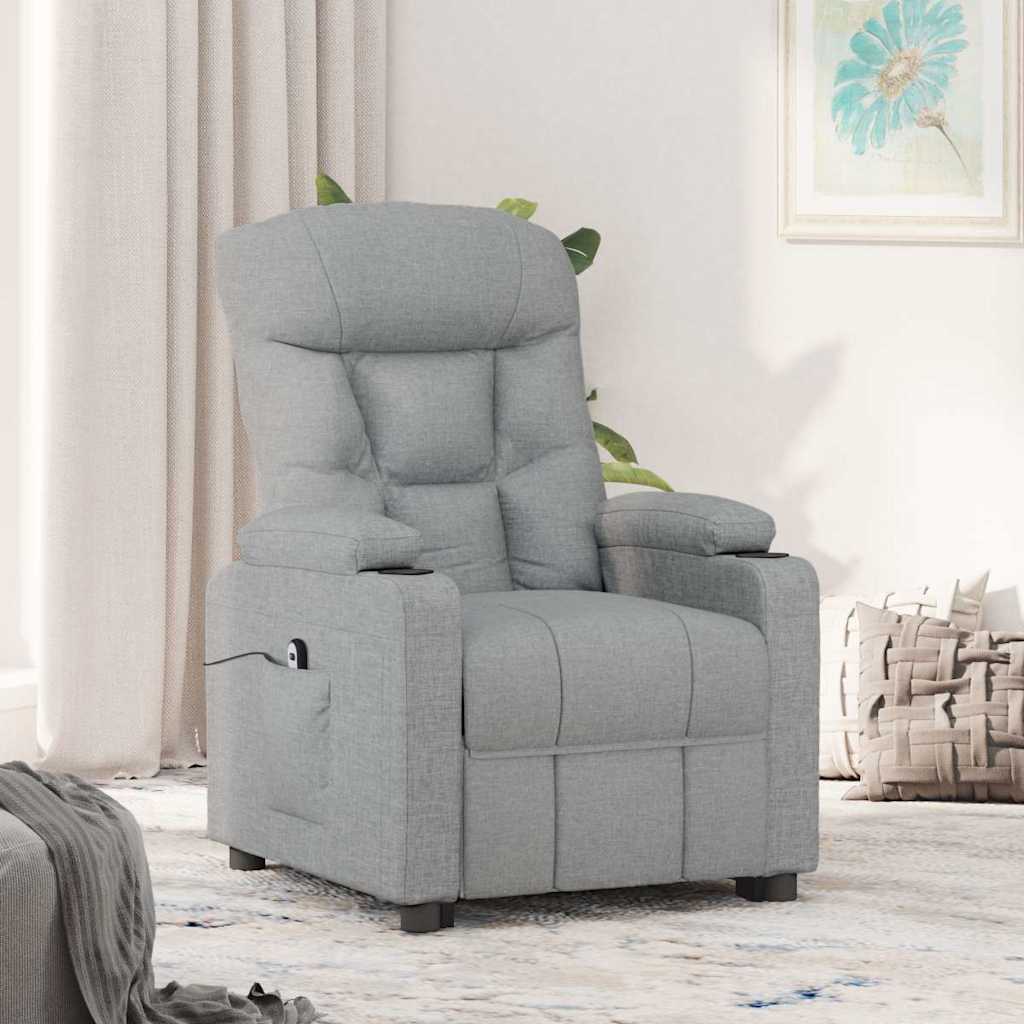 Vidaxl fauteuil elektrisch verstelbaar stof lichtgrijs