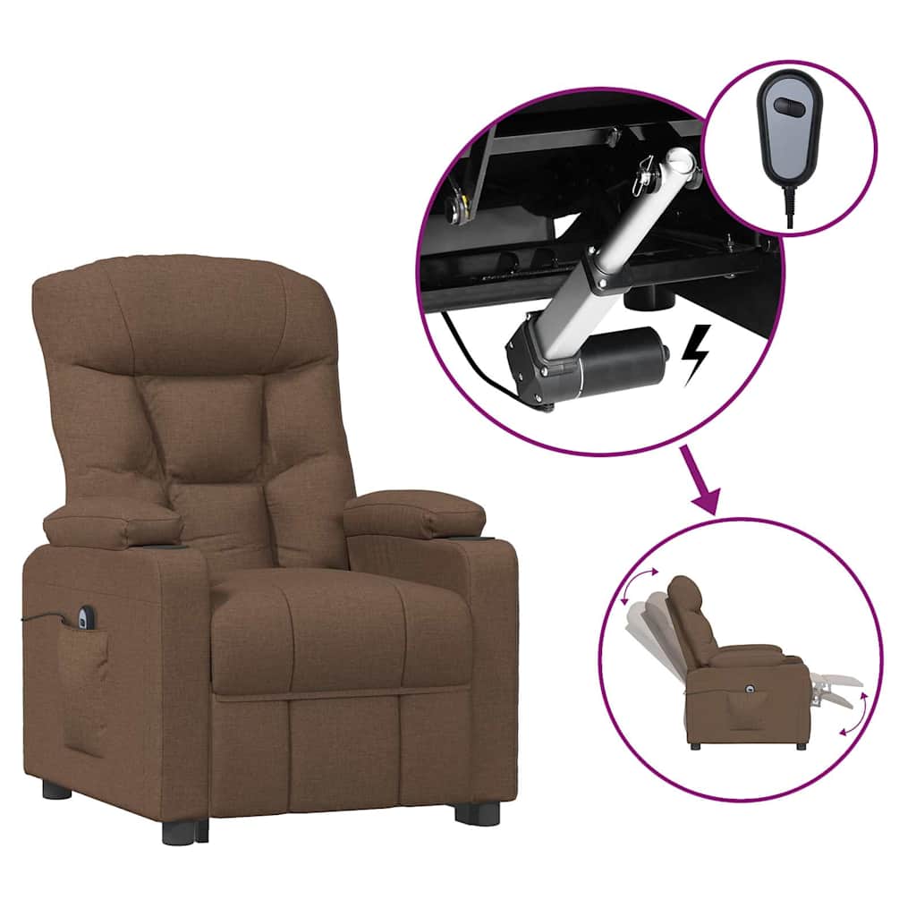 Vidaxl fauteuil verstelbaar elektrisch stof bruin