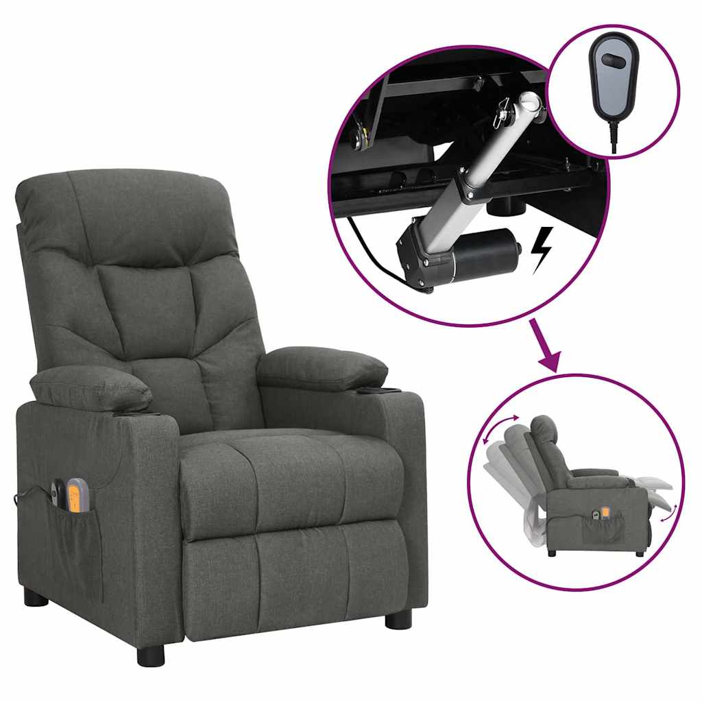 Vidaxl massagestoel elektrisch stof donkergrijs