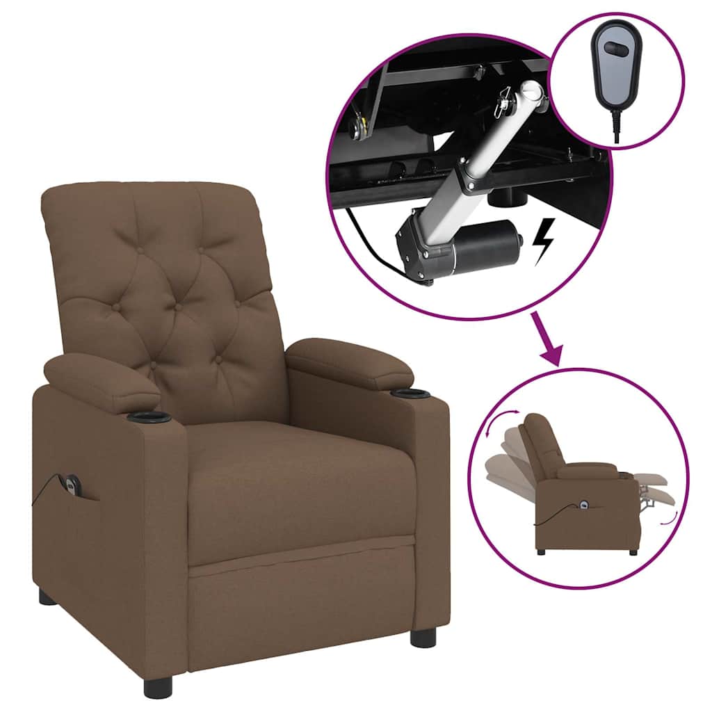 Vidaxl fauteuil verstelbaar elektrisch stof bruin
