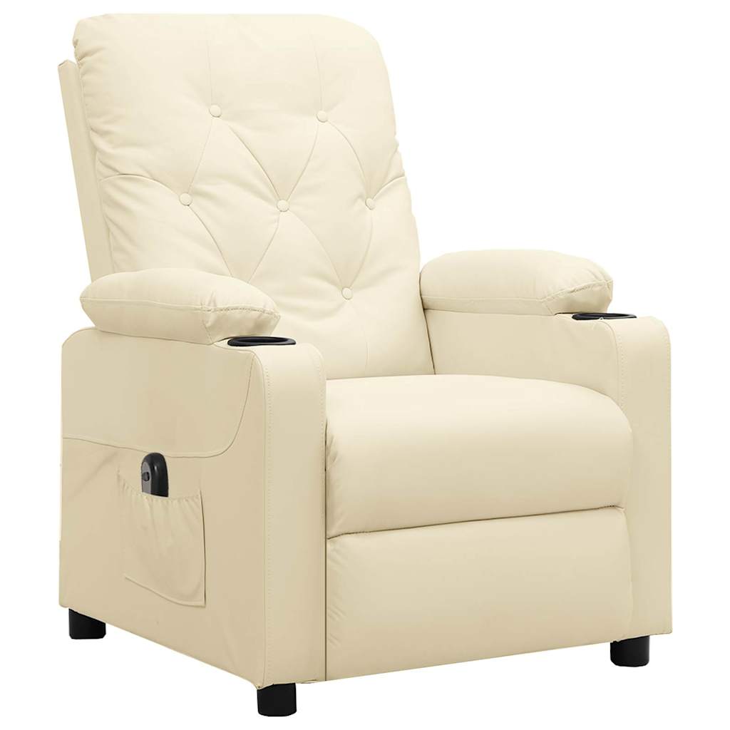 Vidaxl fauteuil elektrisch verstelbaar kunstleer crèmekleurig