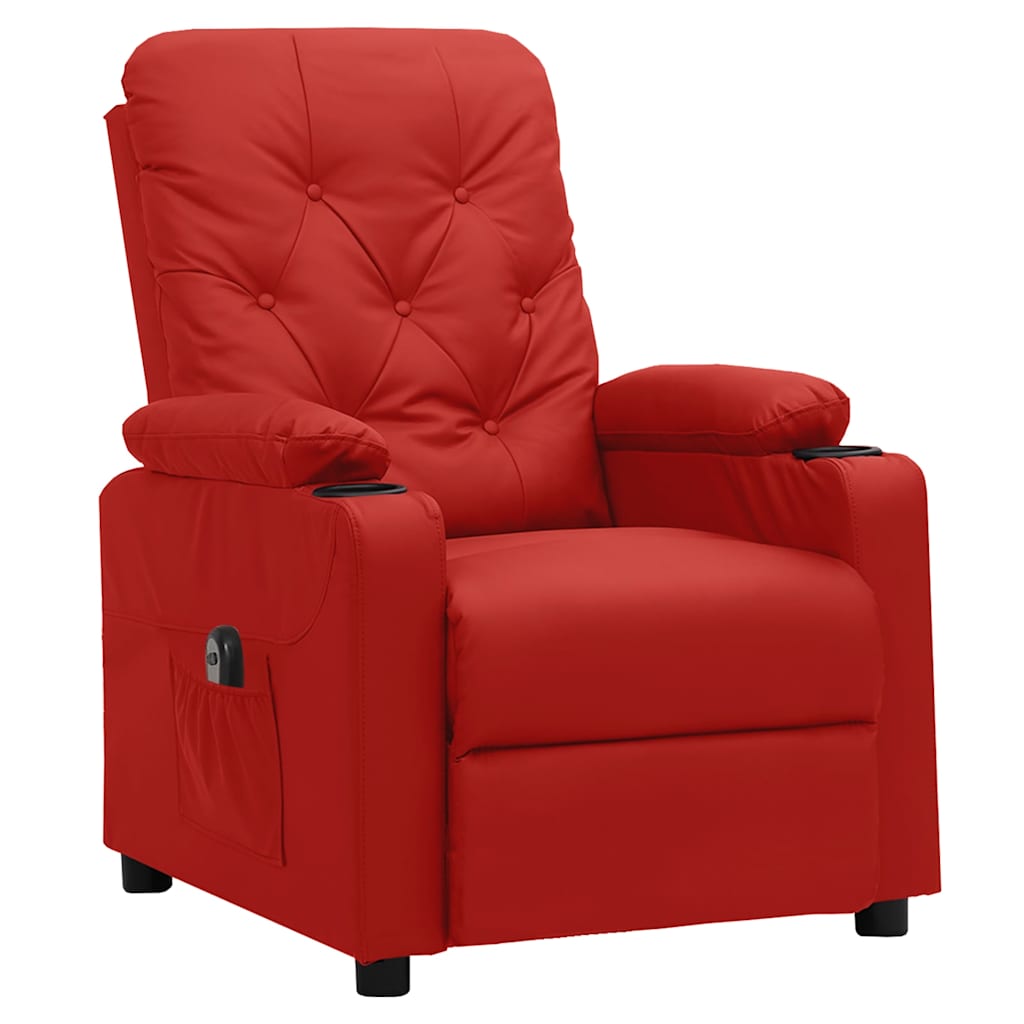 Vidaxl fauteuil verstelbaar elektrisch kunstleer wijnrood