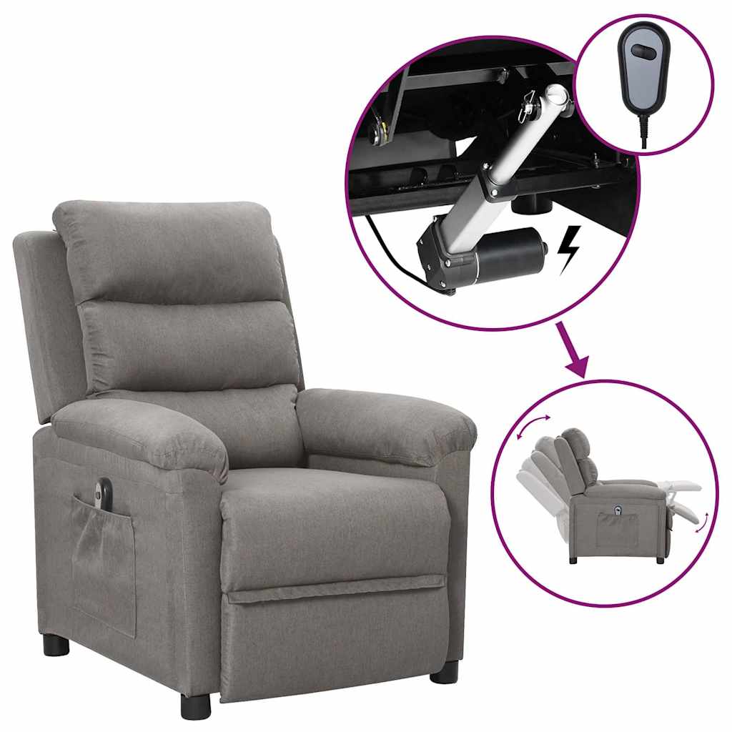 Vidaxl fauteuil elektrisch verstelbaar stof lichtgrijs